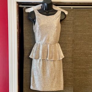 Silver Peplum Dress by Hailey Logan by Adrianna Papell